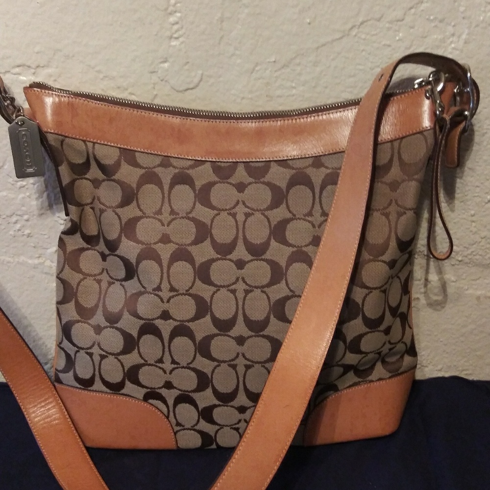 Coach Khaki Signature Shoulder Handbag